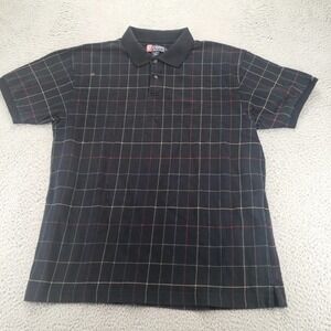 Chaps Ralph Lauren Shirt Mens Large Black Windowpane Plaid Vintage Y2K Polo